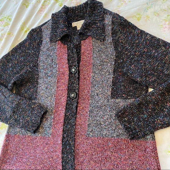 Christopher & Banks Multi Colored Button Up Sweater - Picture 2 of 5
